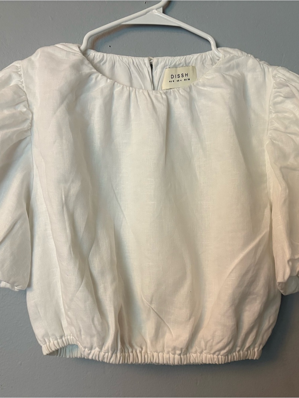DISSH White Puff Sleeve Cropped Top - Picture 2 of 11